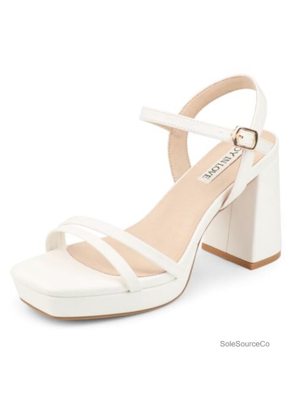 3.5" Chunky Block Heel Platform Sandals Ankle Strap Square Open Toe Wedding
